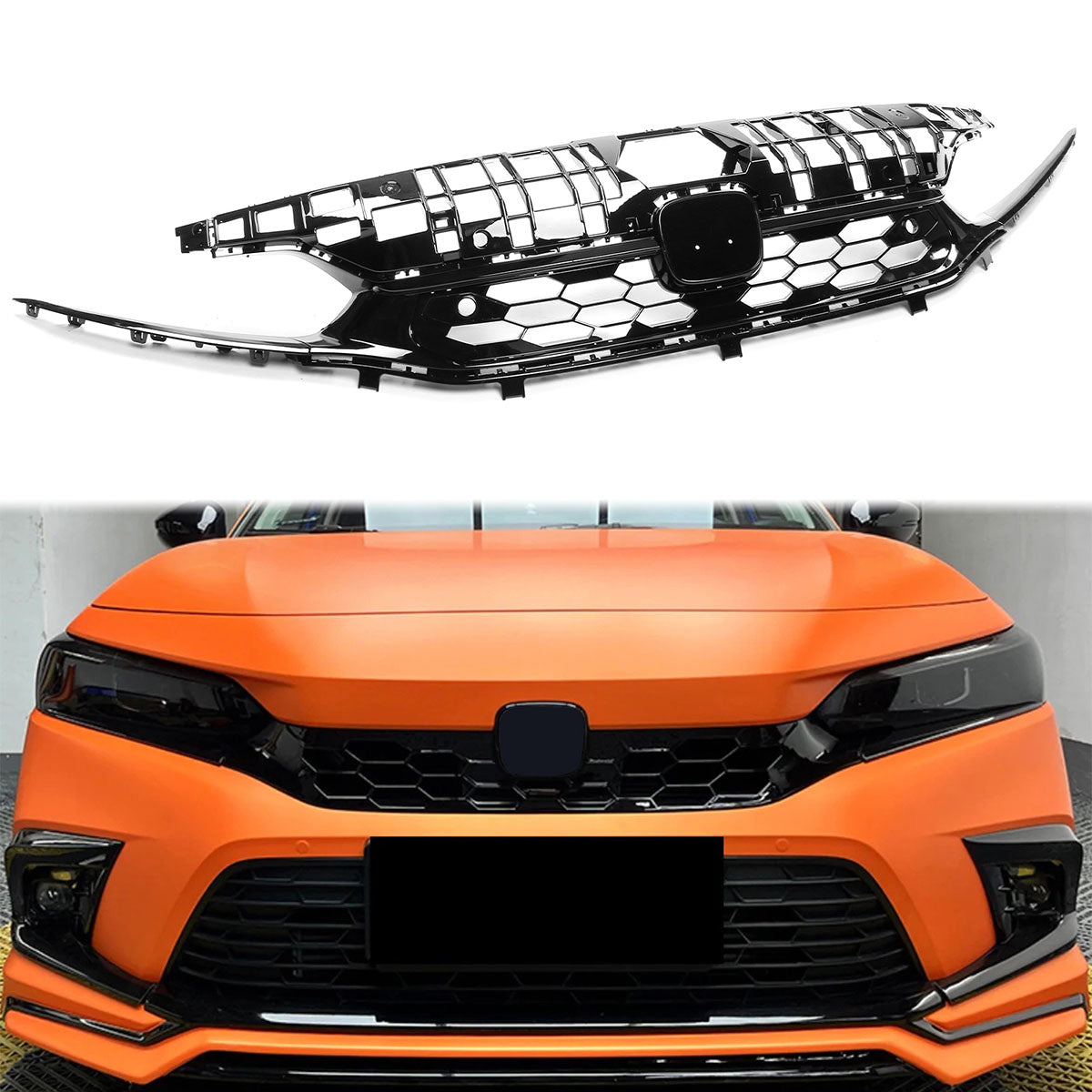 2022-2024 Honda Civic Sedan Grill Si Style Upper Grille Gloss Black AB