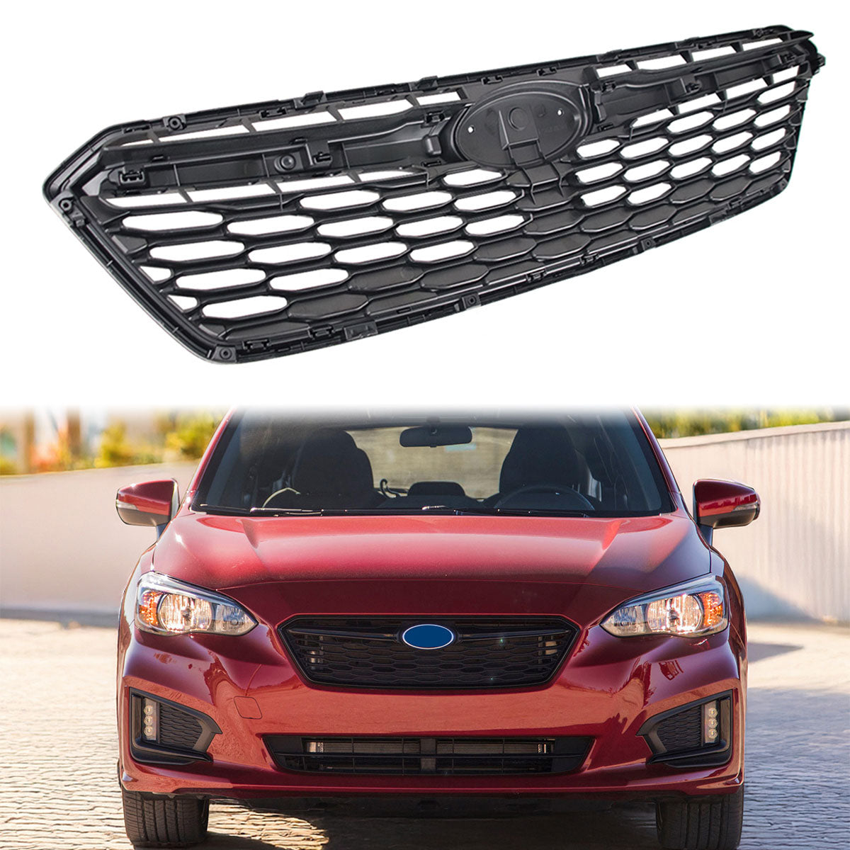 2017-2019 Subaru Impreza OE Front Bumper Grille Gloss Black ABS