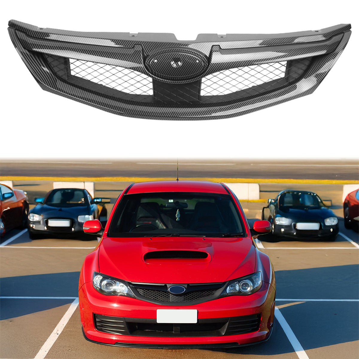 2008-2010 Subaru Impreza WRX Hatch OE Grille Carbon Fiber Print ABS