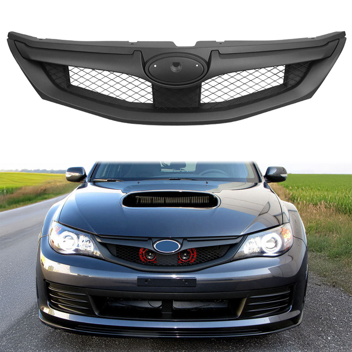 2008-2010 Subaru Impreza WRX Hatchback OE Style Grille Matte Black ABS