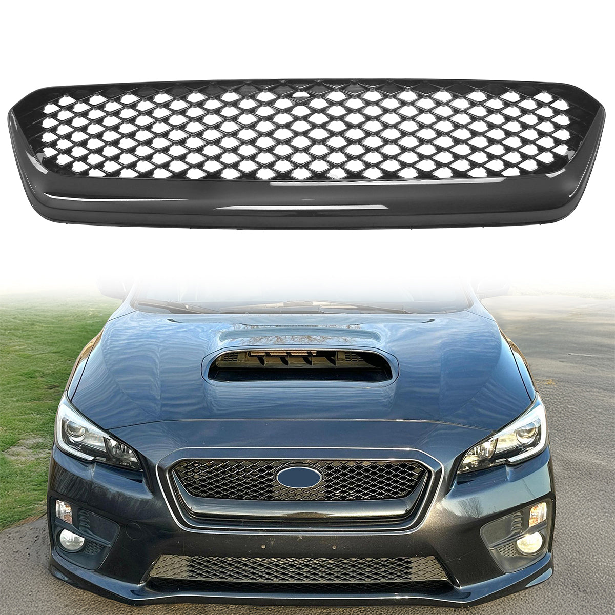 2015-2017 Subaru WRX Gloss Black JDM Style Front Bumper Grille ABS