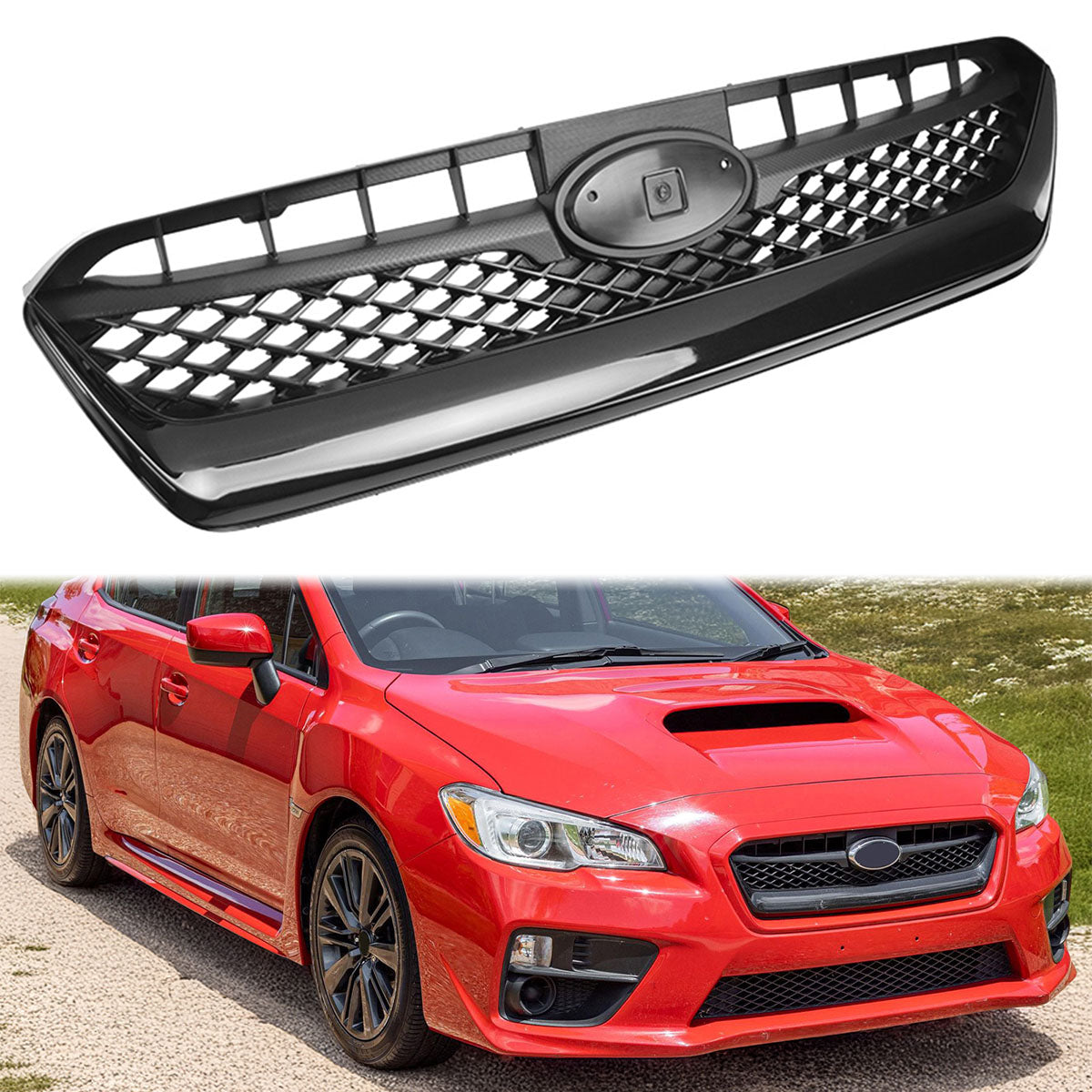 2015-2017 Subaru WRX Gloss Black OE Style Front Bumper Grille ABS