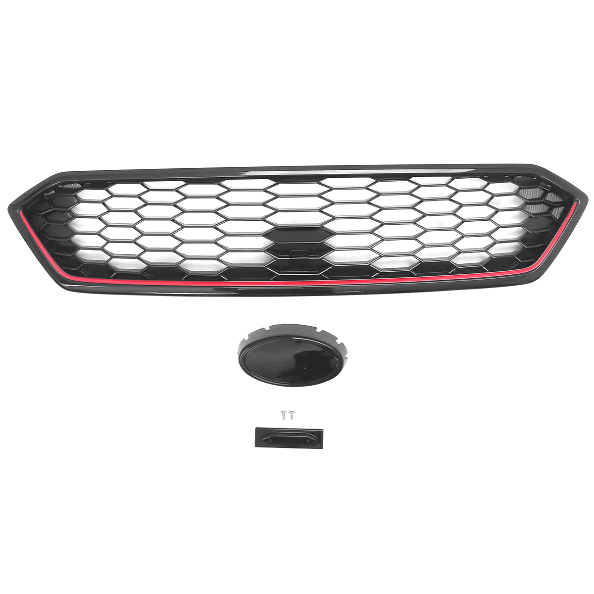 2018-2021 Subaru WRX Gloss Black W/ Red JDM Front Bumper Grille ABS