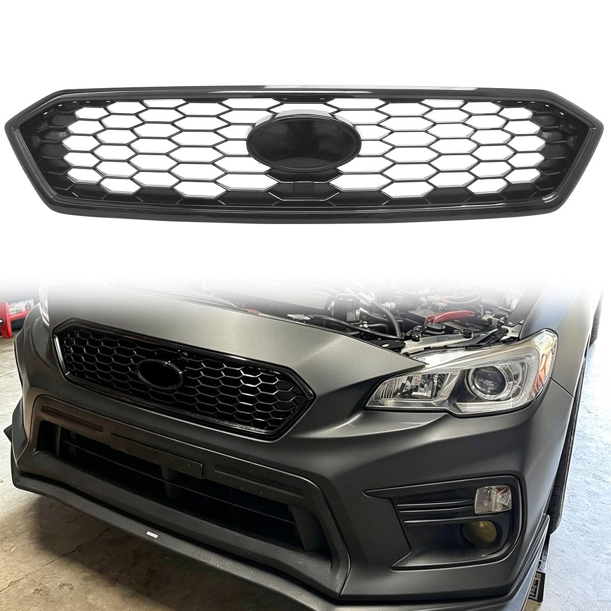 2018-2021 Subaru WRX Gloss Black JDM Style Front Bumper Grille ABS
