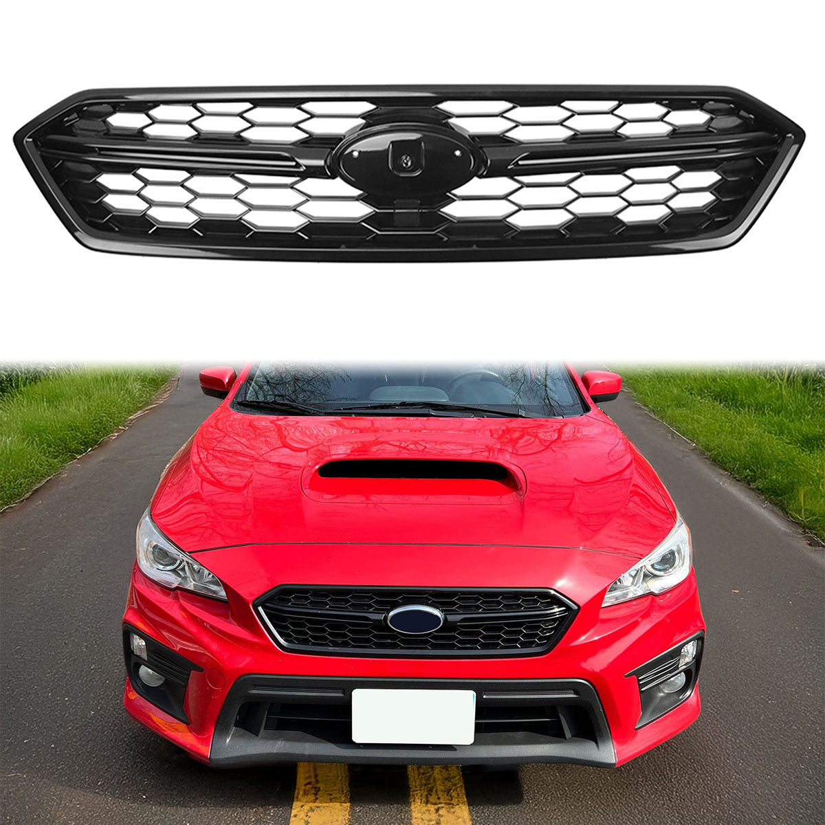 2018-2021 Subaru WRX Gloss Black STI Style Front Bumper Grille ABS