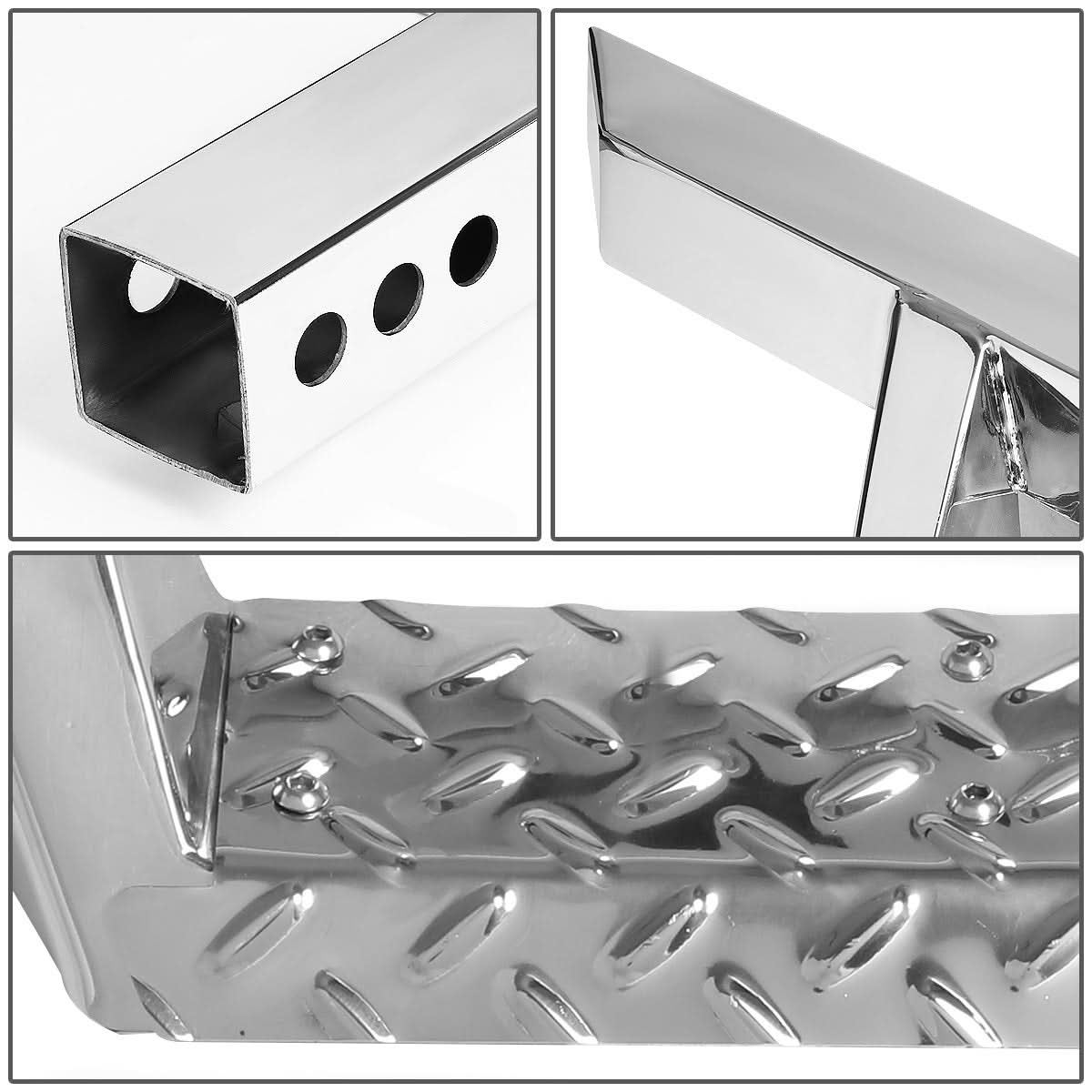 2 Inch Receiver Hitch Step with 3.25 Inch Square Chrome Platform
