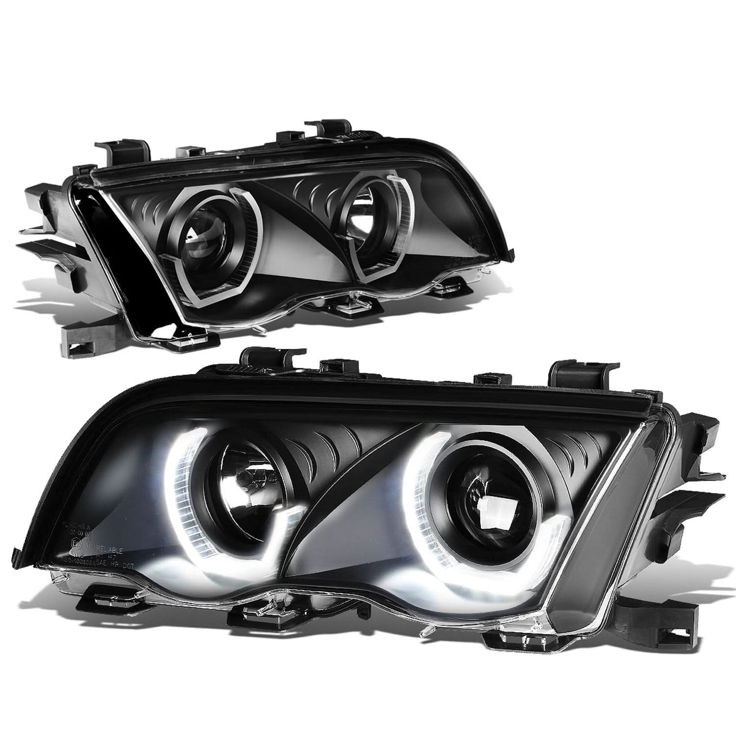 99-01 BMW 3-Series 3D Crystal Halo Projector LED Headlights Black