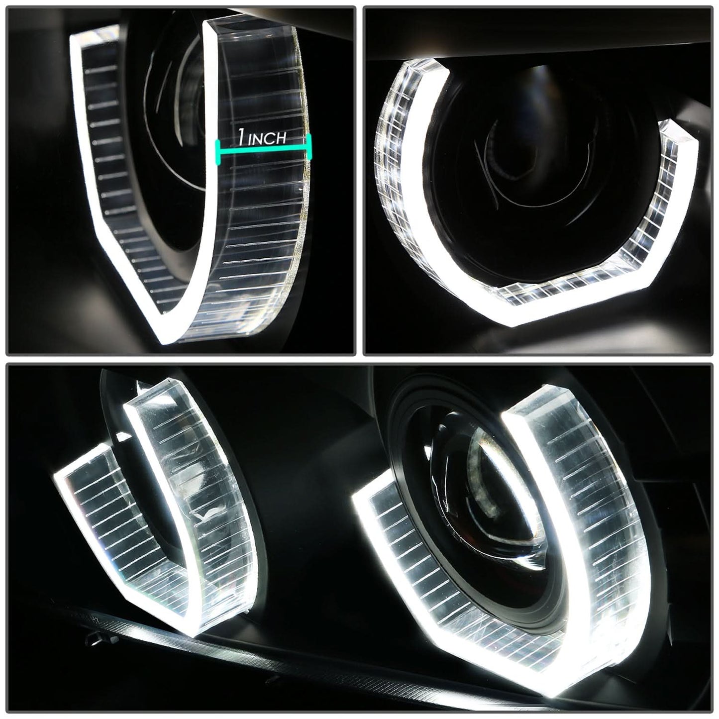 99-01 BMW 3-Series 3D Crystal Halo Projector LED Headlights Black