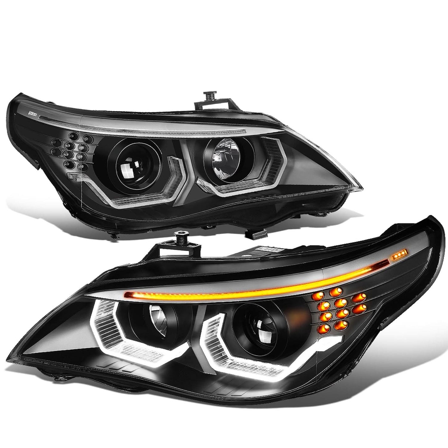 04-07 BMW 525I 530I 545I 550I 3D Halo Projector LED Headlights Black