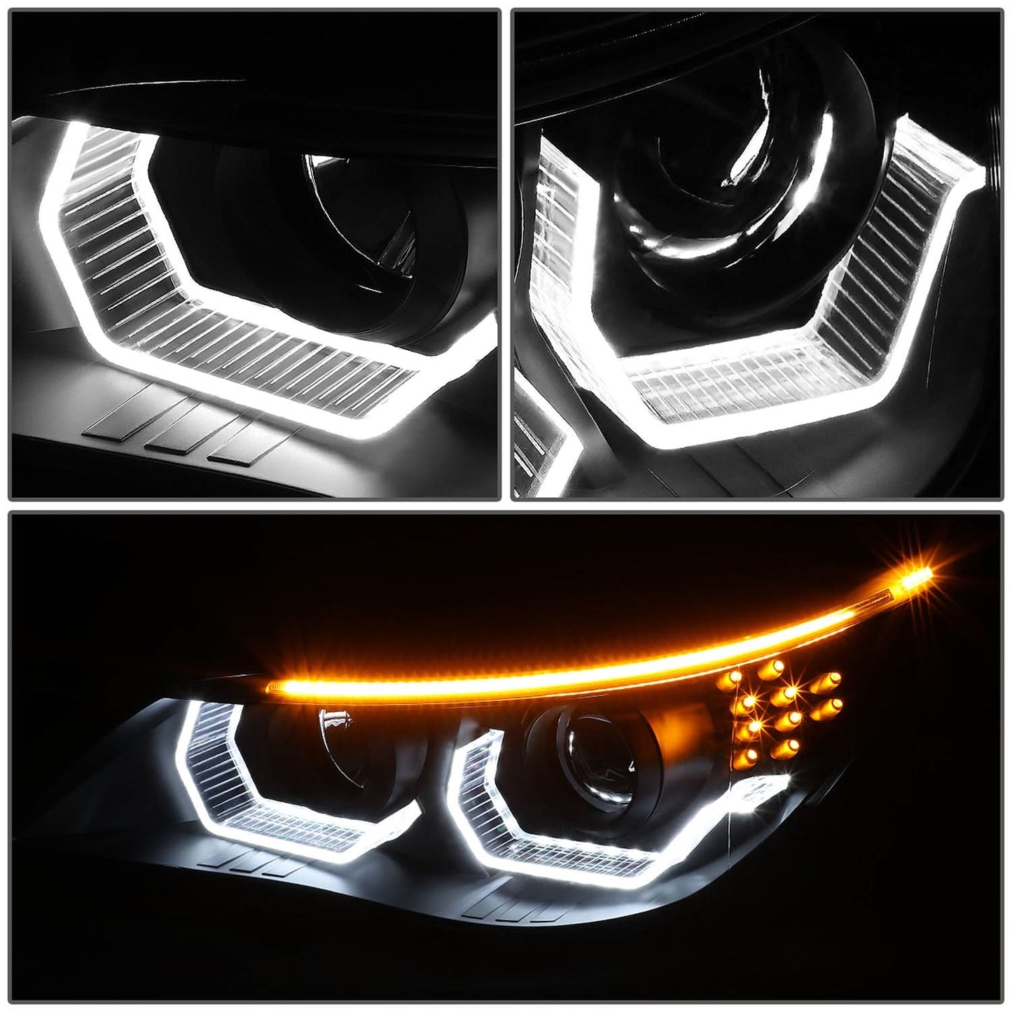 04-07 BMW 525I 530I 545I 550I 3D Halo Projector LED Headlights Black