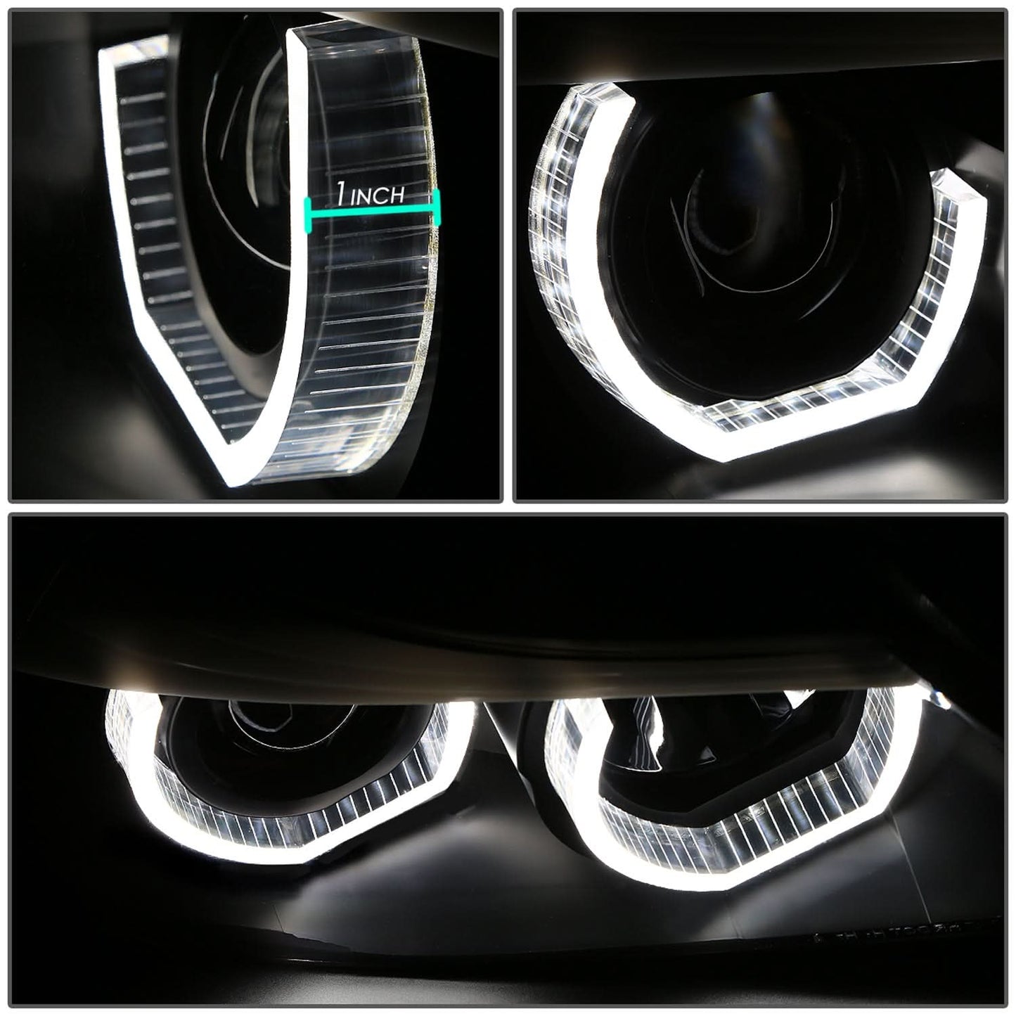 2006-2012 BMW 3-Series 3D Crystal Halo Projector LED Headlights Black