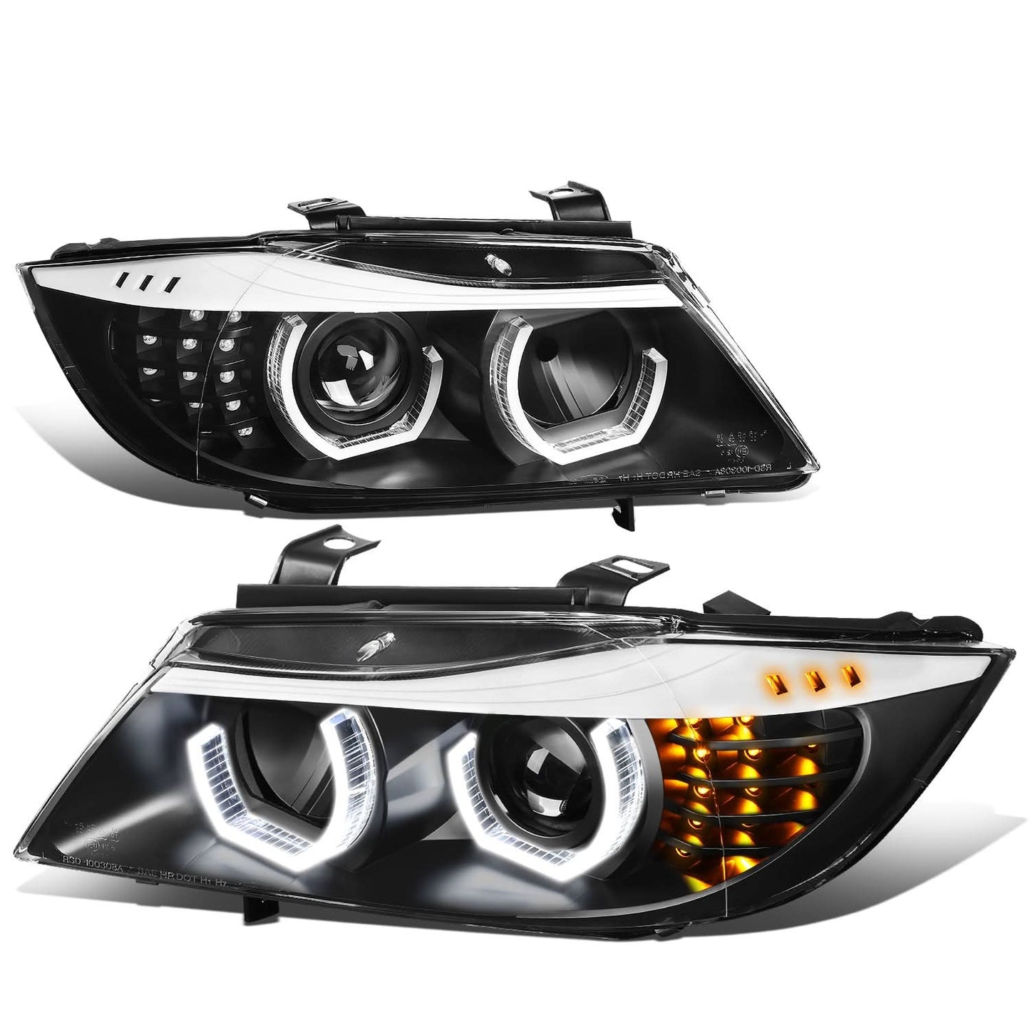 06-12 BMW 3-Series E90 3D Crystal Halo Projector Sequential Headlights