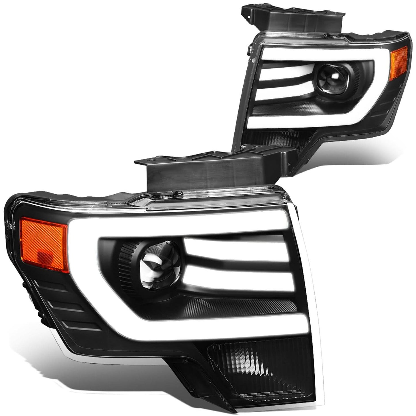 09-14 Ford F-150 3D LED Projector Headlights Black Housing