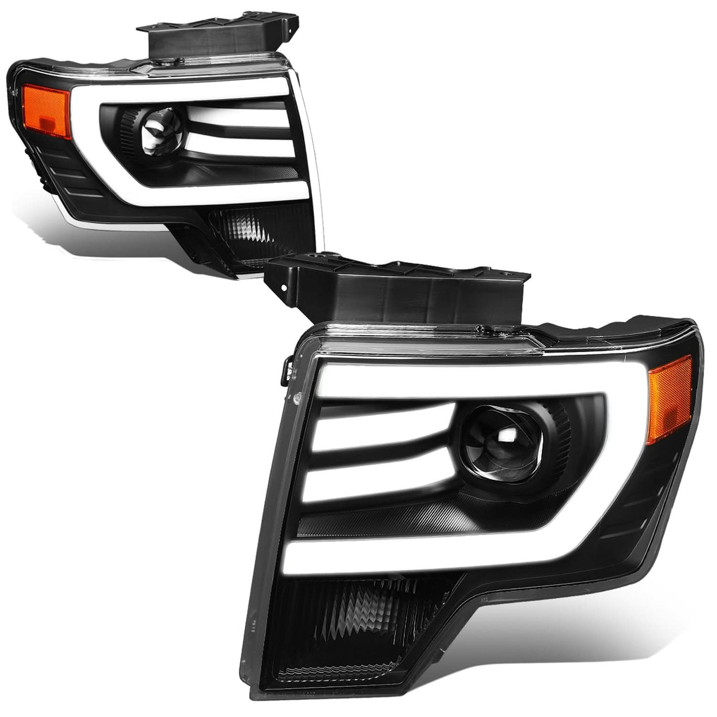 09-14 Ford F-150 3D LED Projector Headlights Black Housing