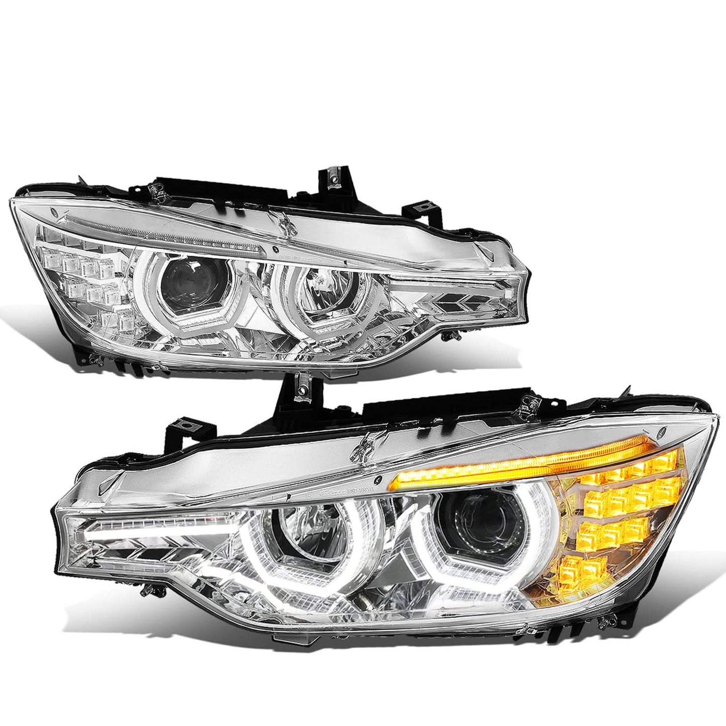 2012-2016 BMW F30 3-Series 3D LED Bar Headlights Chrome Housing