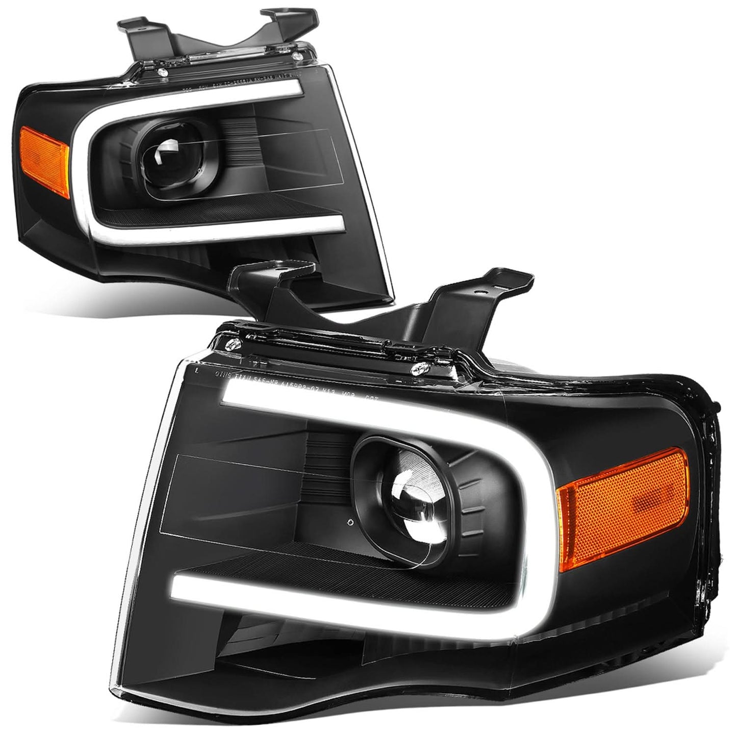 07-14 Ford Expedition 3D LED DRL Projector Headlights Black Housing