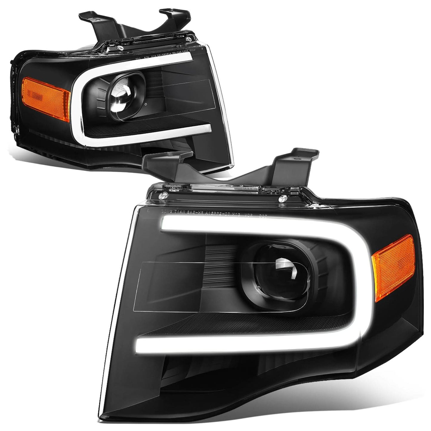 07-14 Ford Expedition 3D LED DRL Projector Headlights Black Housing