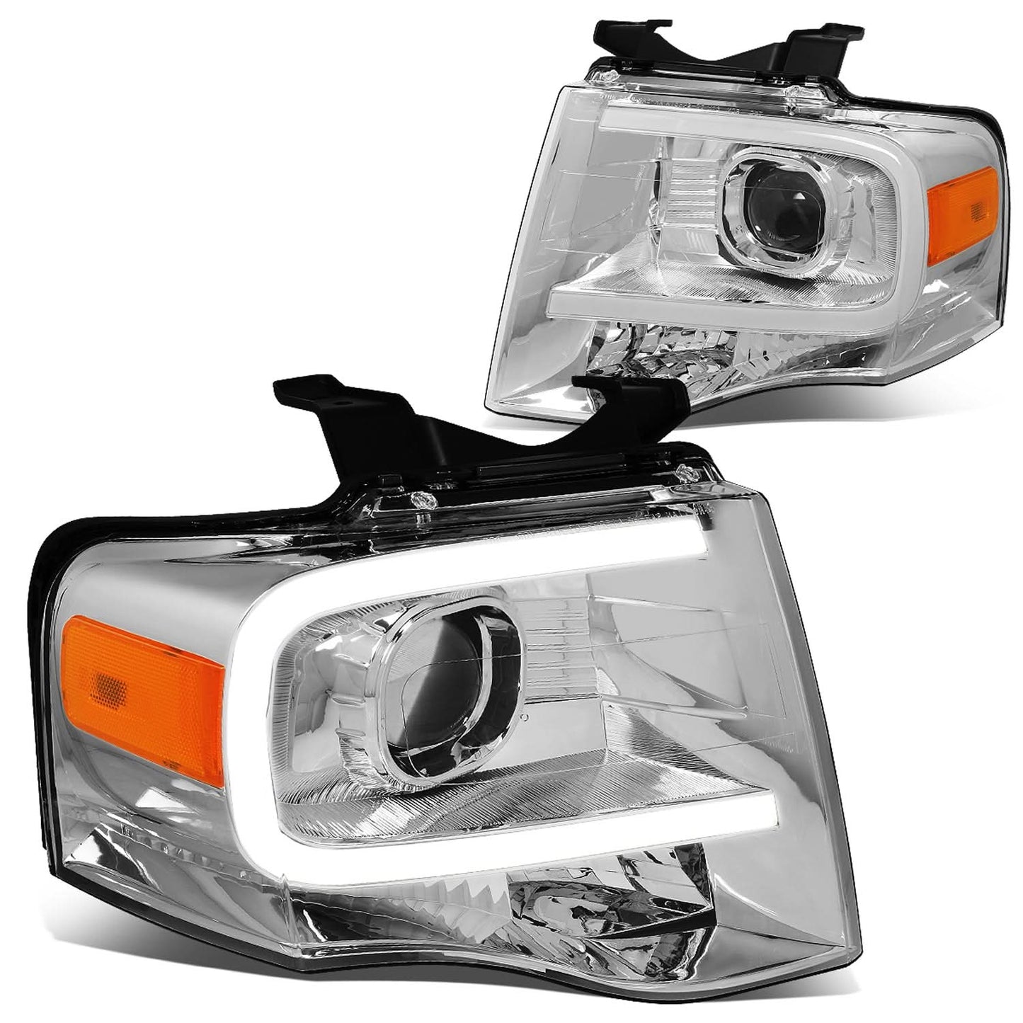 2007-2014 Ford Expedition 3D LED DRL Projector Headlights Chrome