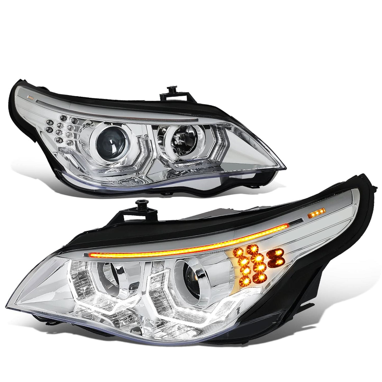 04-07 BMW 5 Series 3D LED Projector Headlights - Chrome Housing