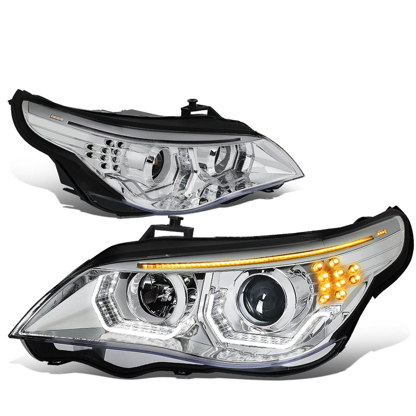 04-07 BMW 5 Series 3D LED Projector Headlights - Chrome Housing