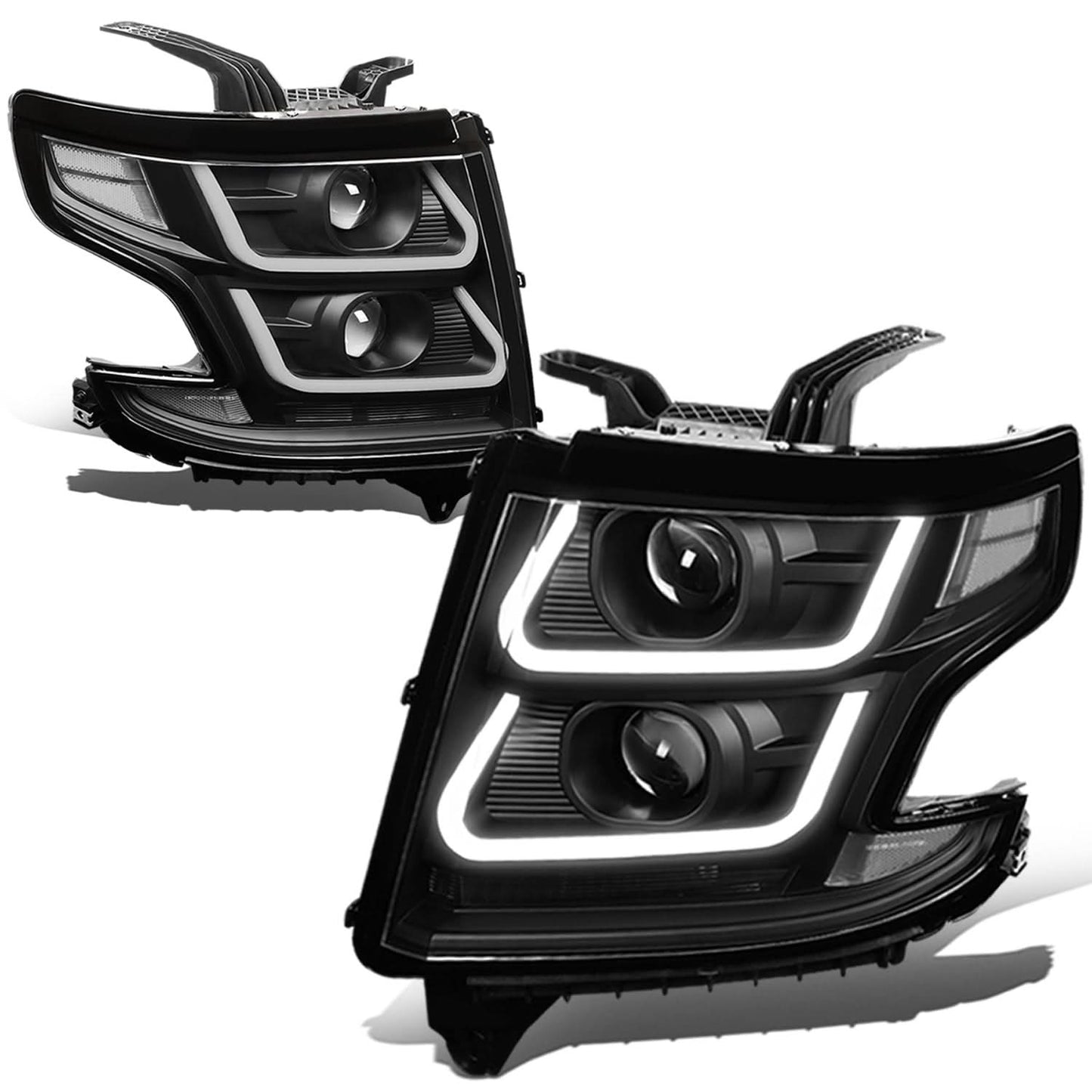 15-18 Chevrolet Suburban/Tahoe 3D LED Projector Headlights Black