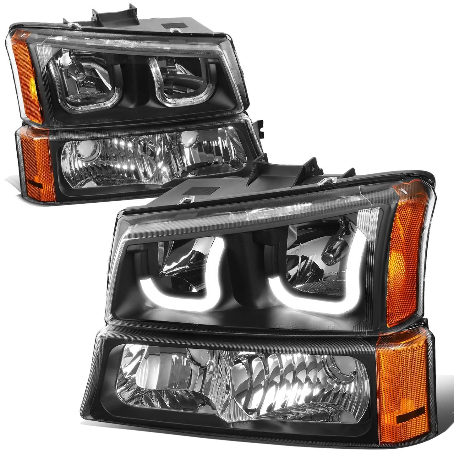 03-07 Chevrolet Silverado J-Halo LED DRL Headlights 4PC Black
