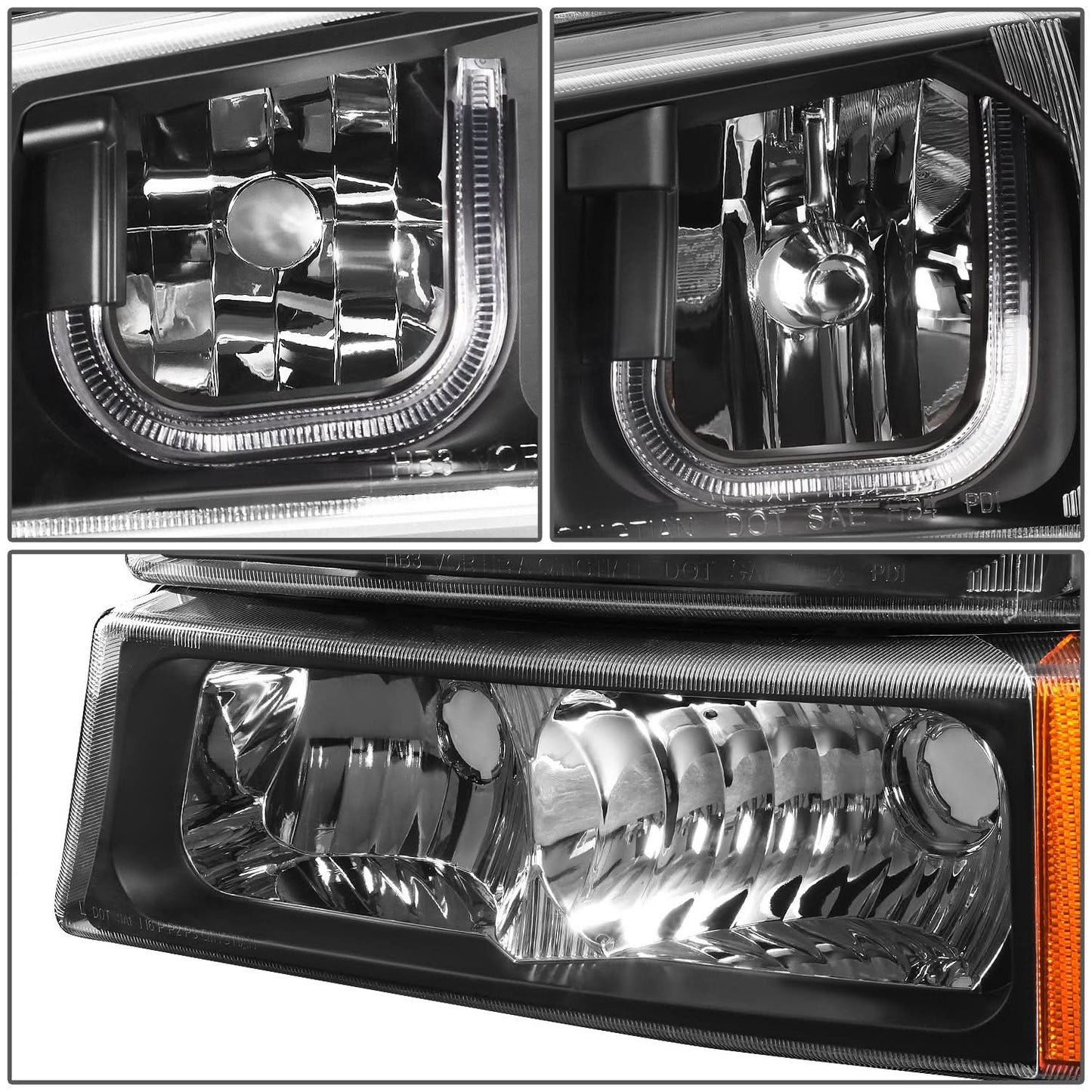 03-07 Chevrolet Silverado J-Halo LED DRL Headlights 4PC Black