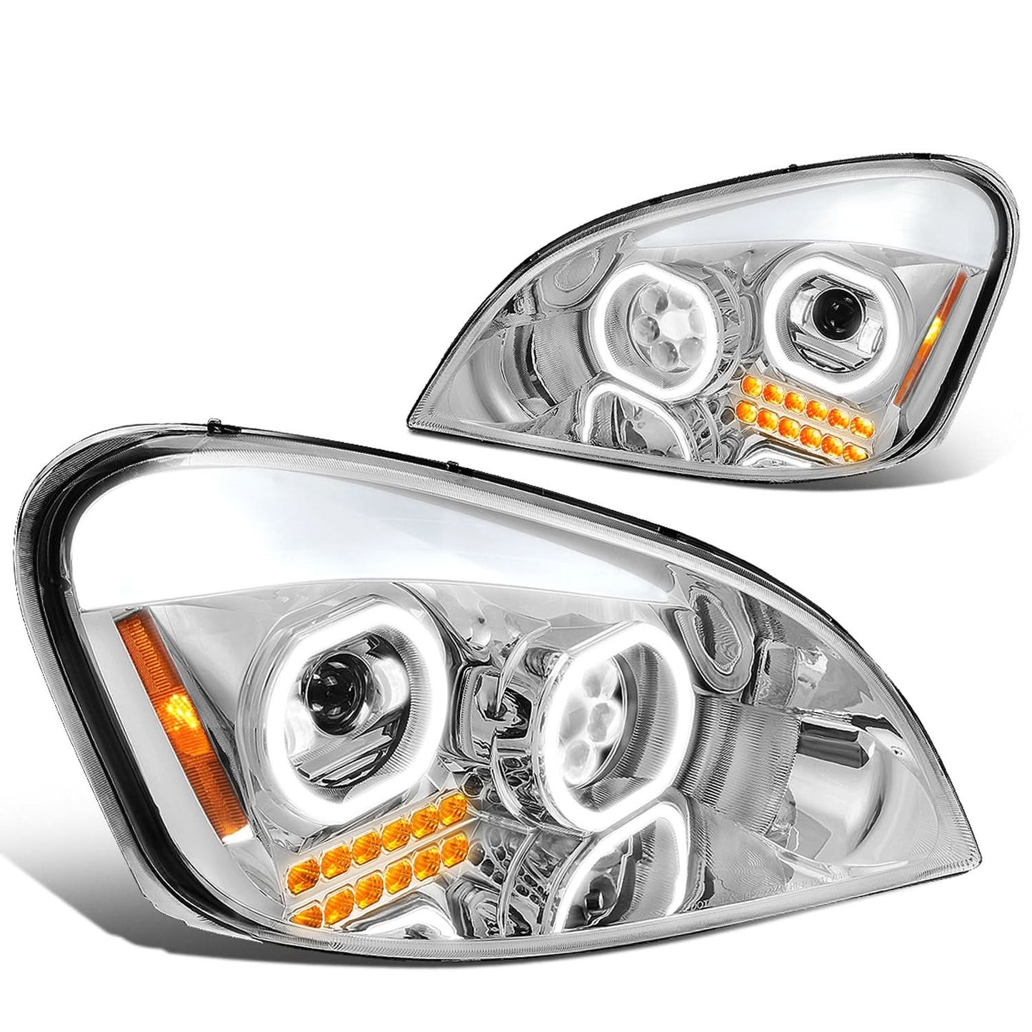 08-17 Freightliner Cascadia Chrome LED Projector Headlights