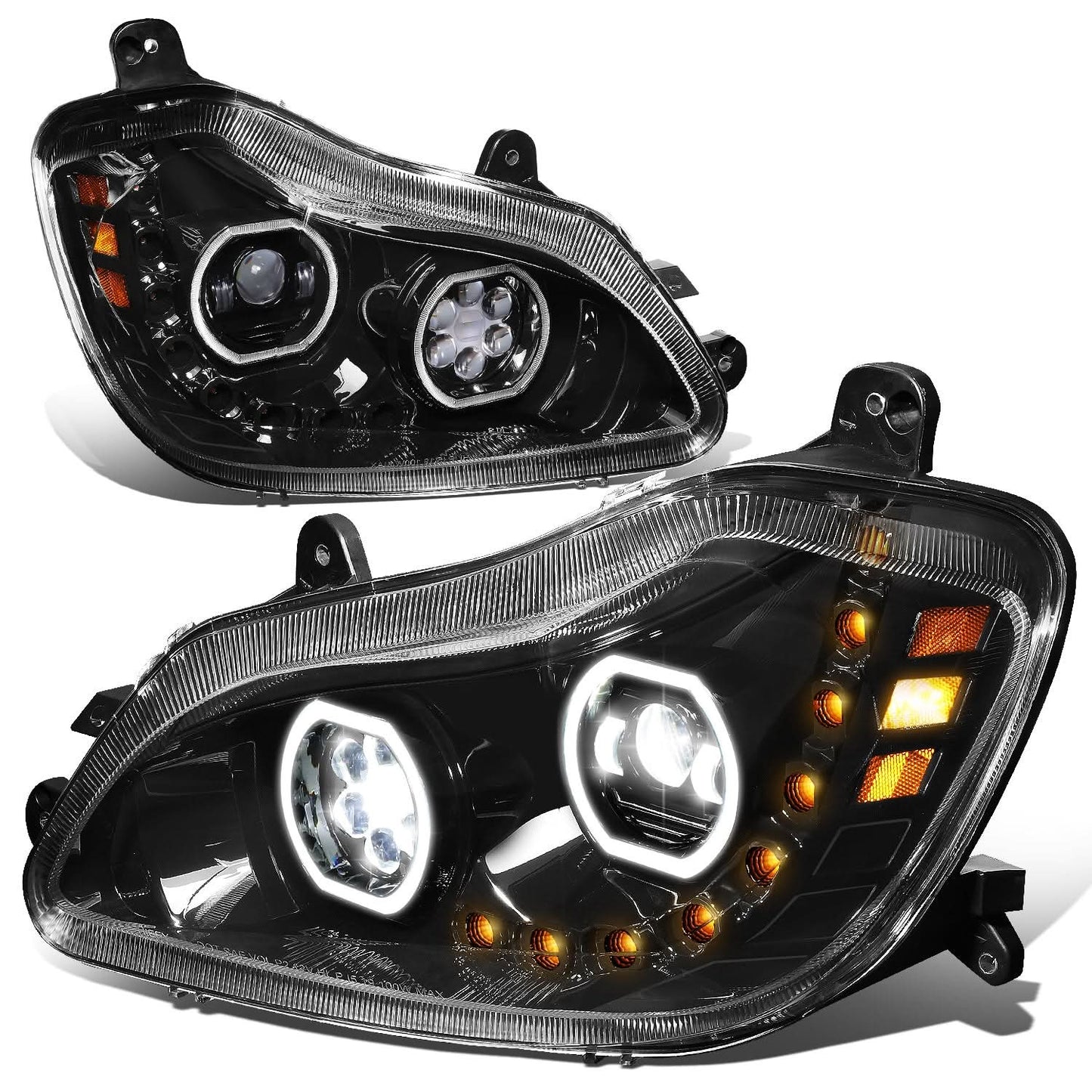 13-21 Kenworth T680 Projector Headlights - Black