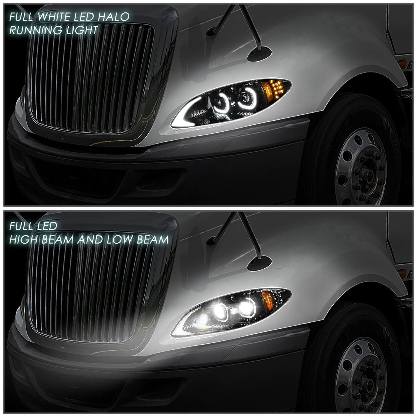 09-18 International Harvester ProStar Full LED Headlights - Black