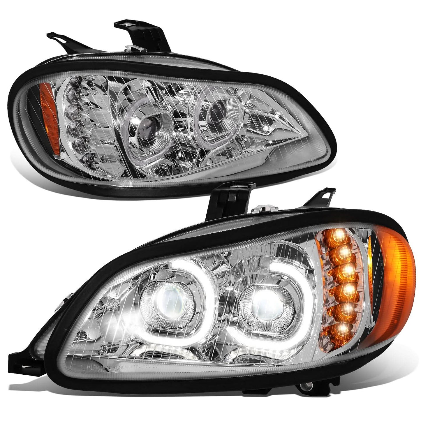 03-19 Freightliner M2 Projector LED DRL Chrome Headlights