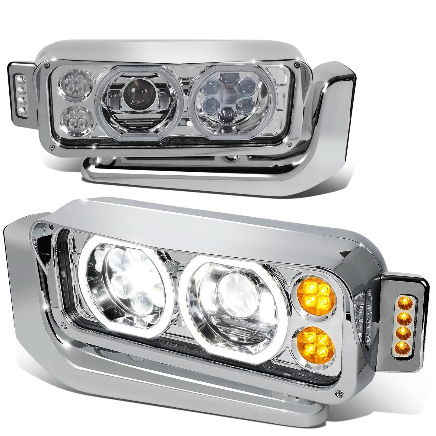 81-88 Peterbilt 359 / 87-07 379 / 08-21 389 LED Clear Headlights