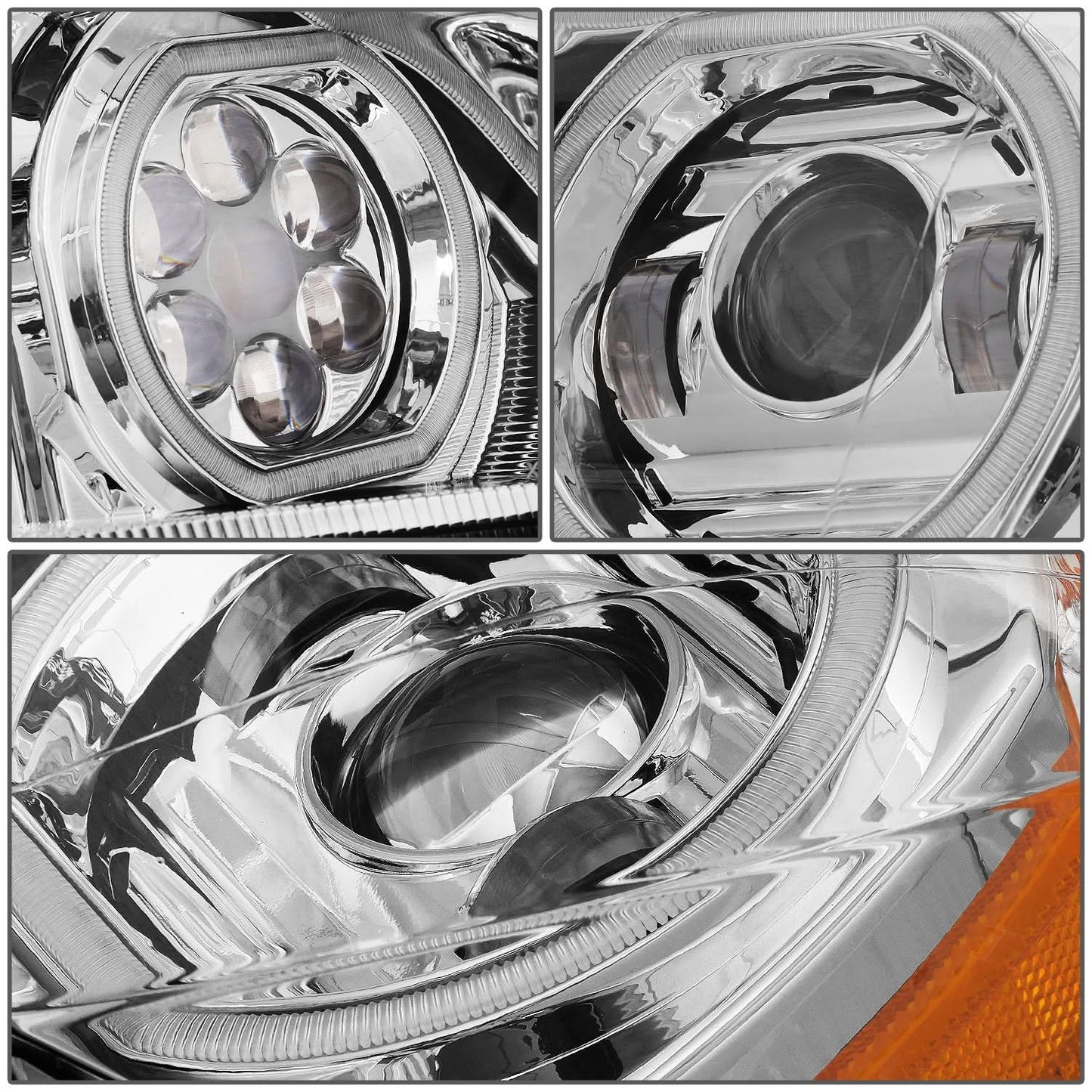 18-20 Freightliner Cascadia Halo LED DRL Headlights - Black Housing
