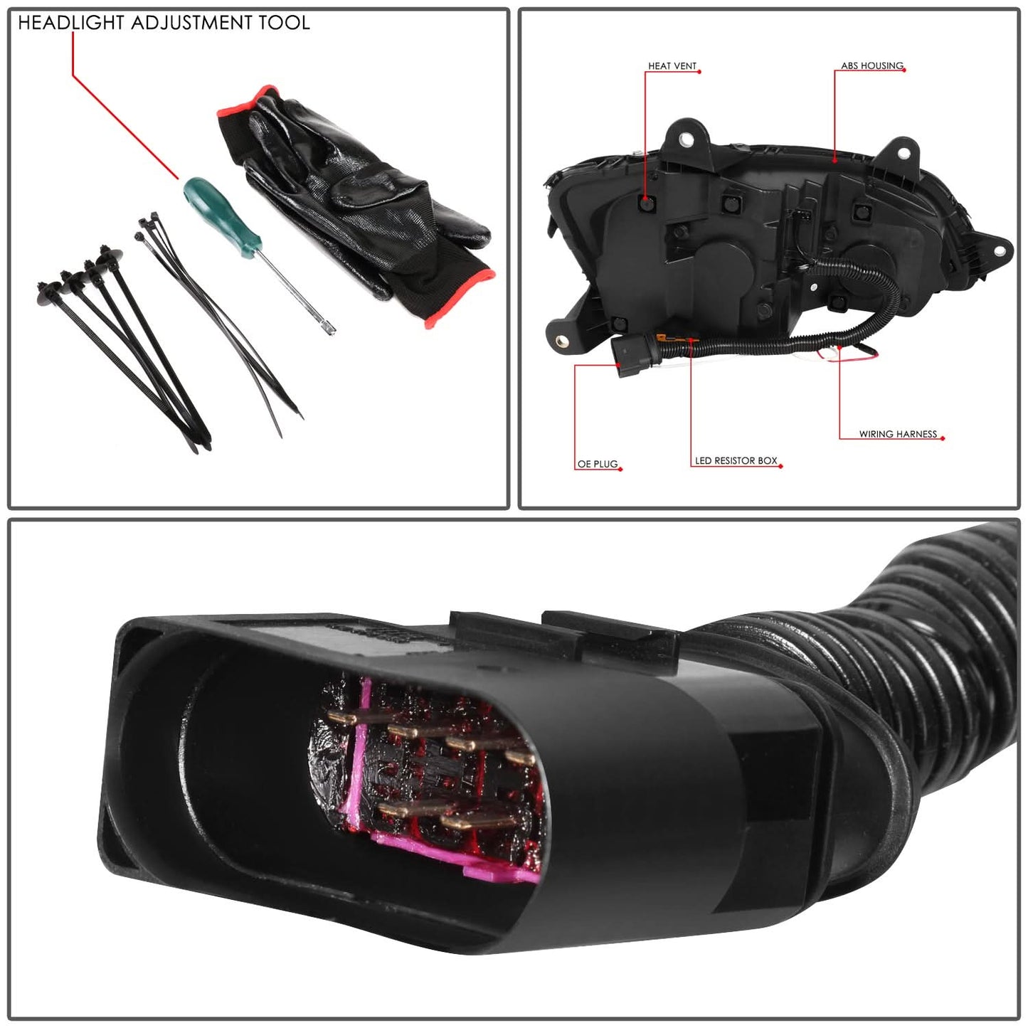 08-19 Kenworth T170/T270/T370 16-19 T300 08-18 T660 11-15 T700 Black Headlights