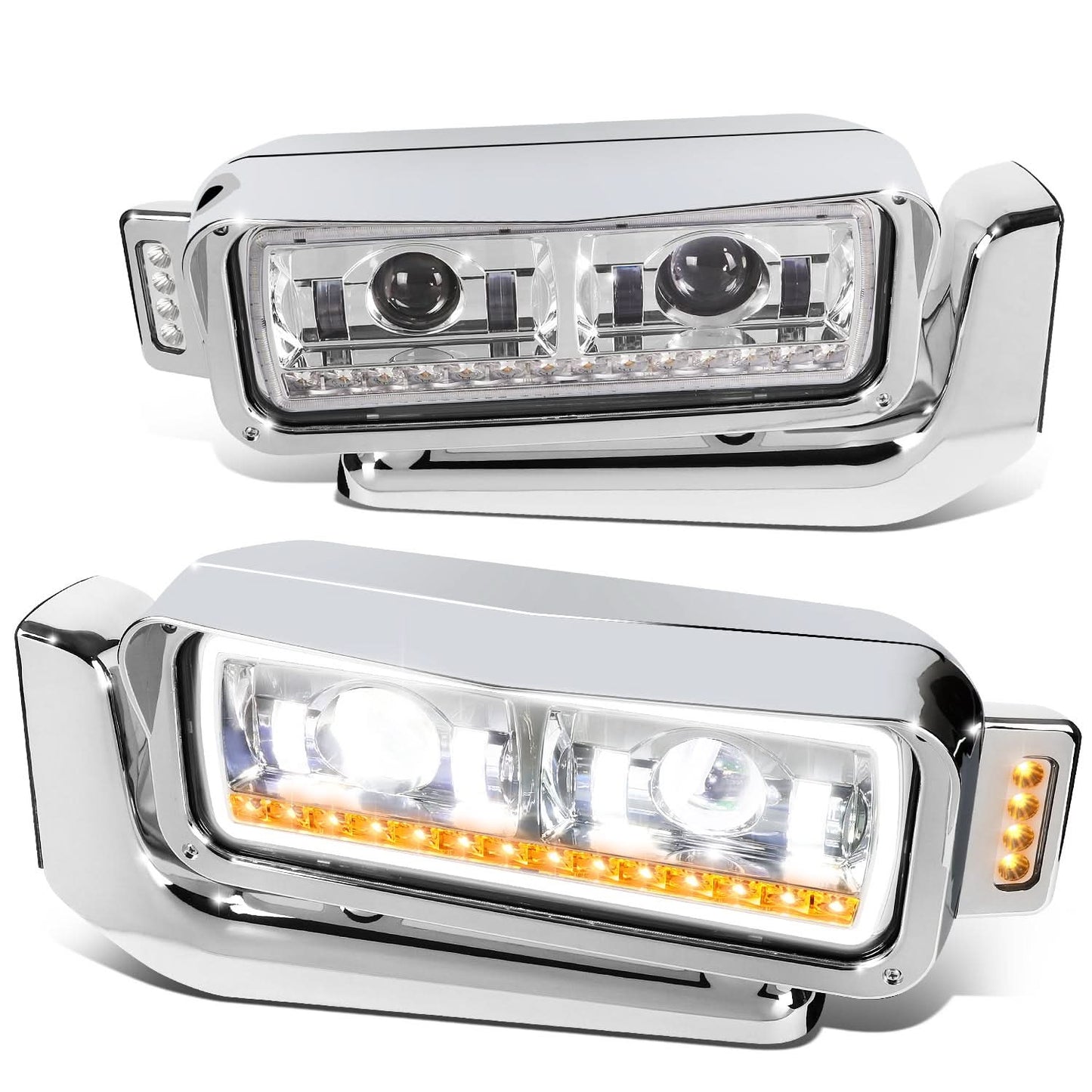 Chrome Headlights for 81-88 Peterbilt 359 / 87-07 379 / 08-21 389
