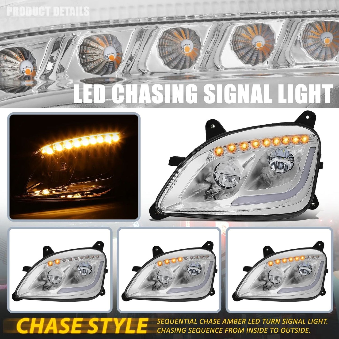 13-20 Peterbilt 579 / 11-18 Peterbilt 587 Chrome Headlights