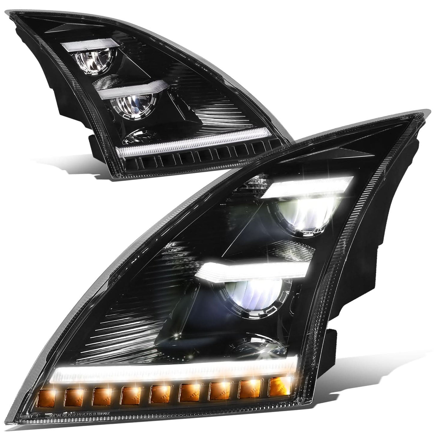 2018-2021 Volvo VNL VNR Sequential LED Headlights Black
