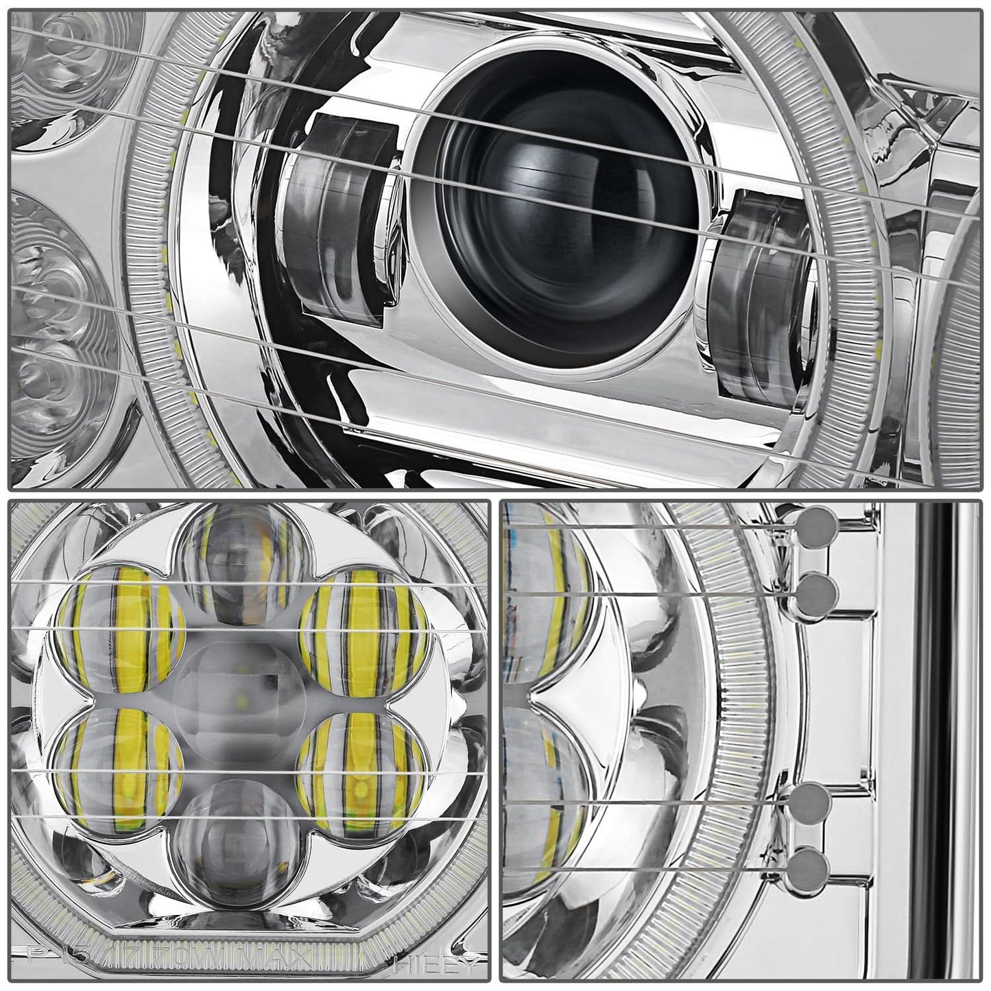 2018-2023 Volvo VNL/VNR White Halo Ring Chrome Headlights