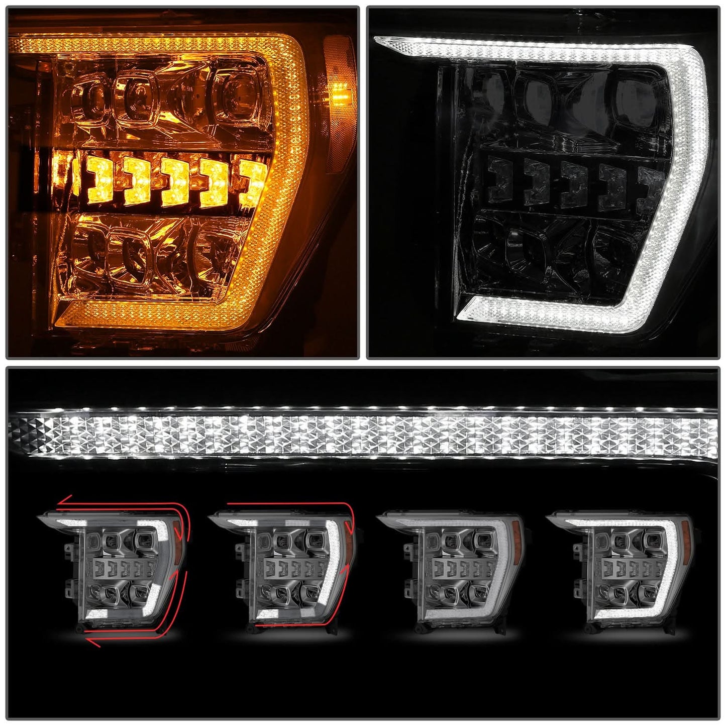 2021-2023 Ford F-150 LED Headlights w/ 3D Light Bar & Sequential Turn Signal