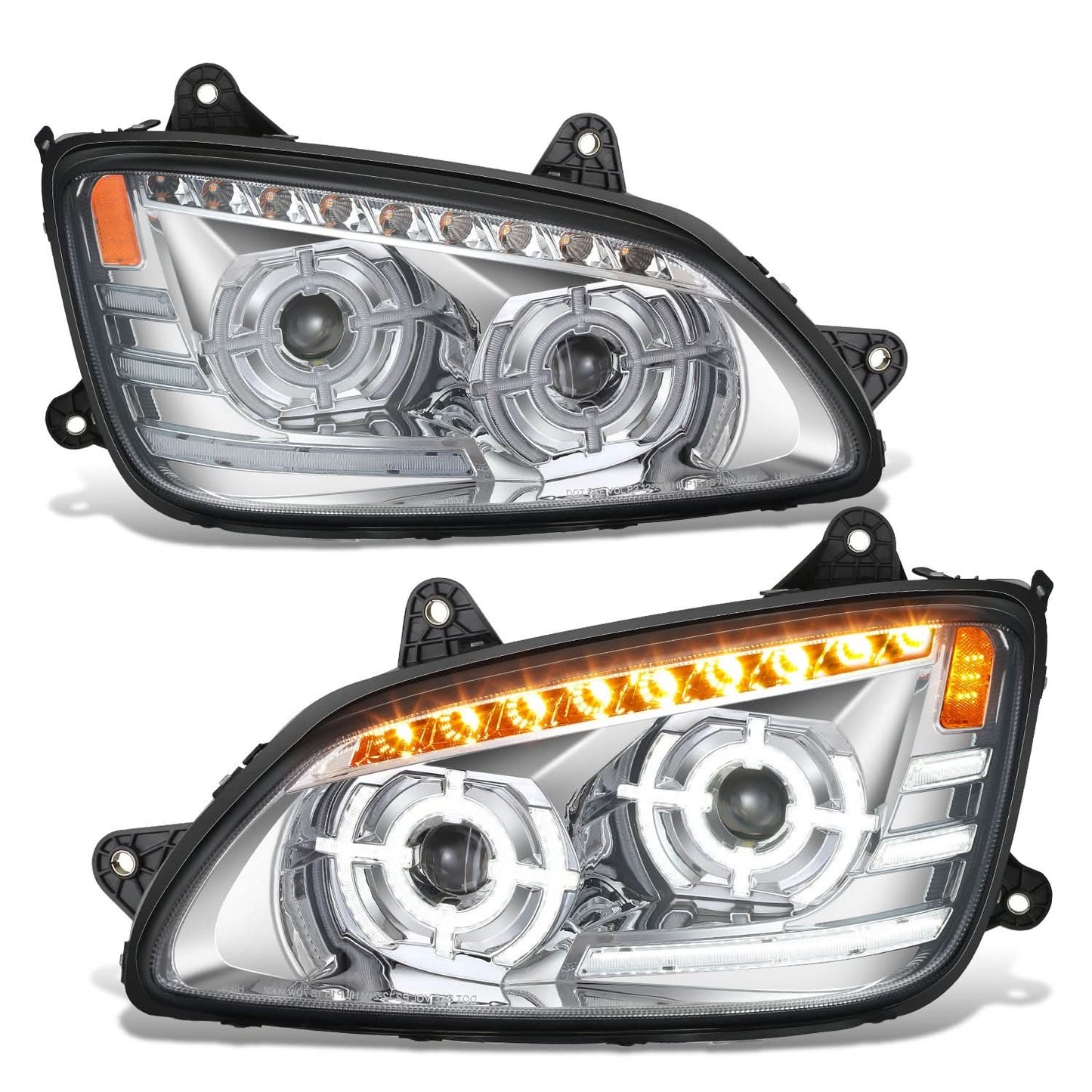 2008-2017 Kenworth T660 Full LED Sequential Turn Signal Projector Headlights