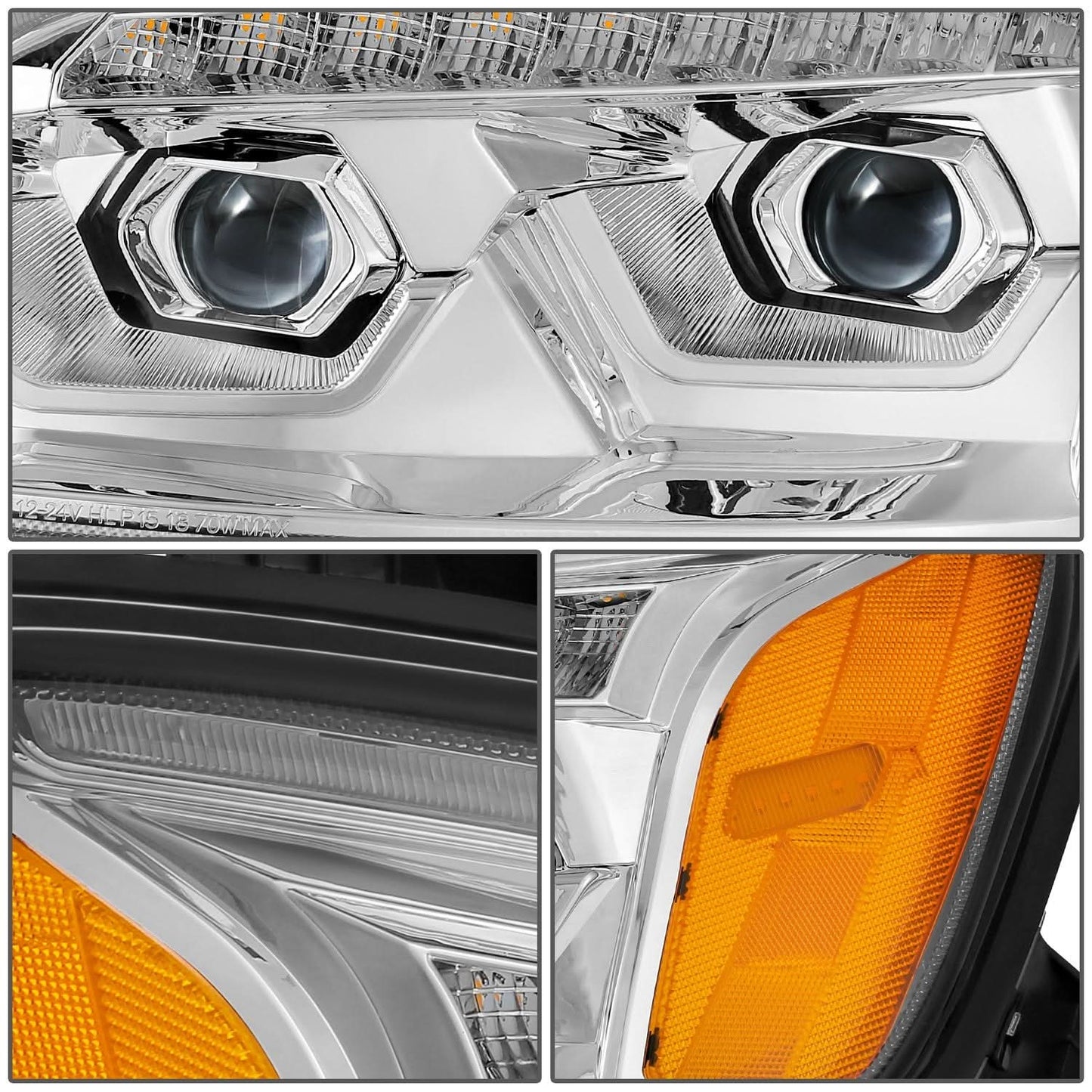 2008-2017 Kenworth T660 LED Sequential Projector Headlights Chrome