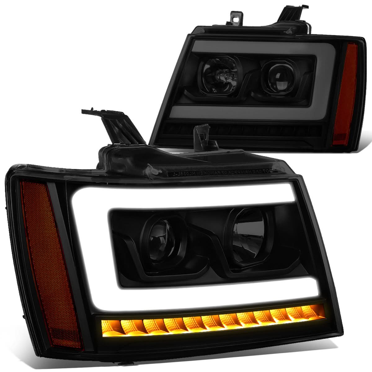 07-14 Chevy Avalanche Tahoe Suburban LED DRL C-Bar Headlights