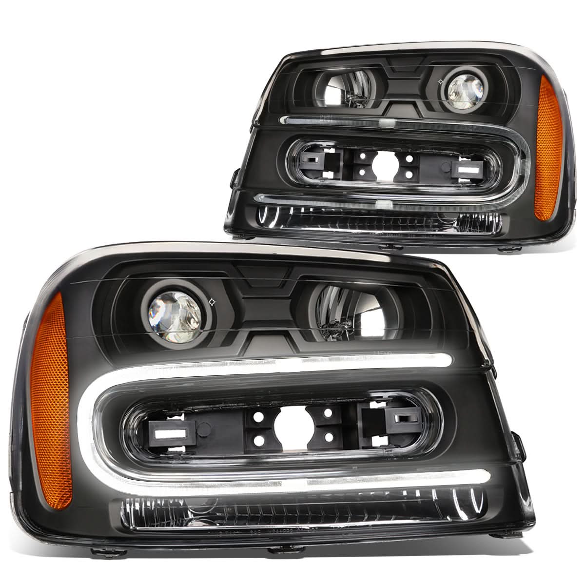 02-09 Chevrolet Trailblazer LED DRL OE Style Headlights - Black