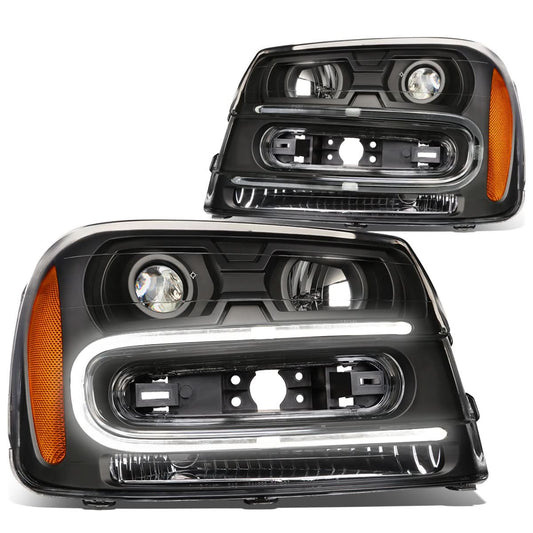 02-09 Chevrolet Trailblazer LED DRL OE Style Headlights - Black