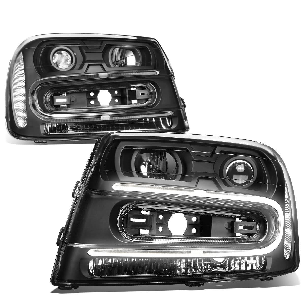 02-09 Chevrolet Trailblazer LED DRL OE Style Headlights - Black Housing