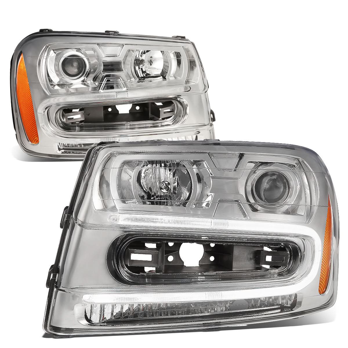 2002-2009 Chevrolet Trailblazer LED DRL Headlights - Chrome Housing