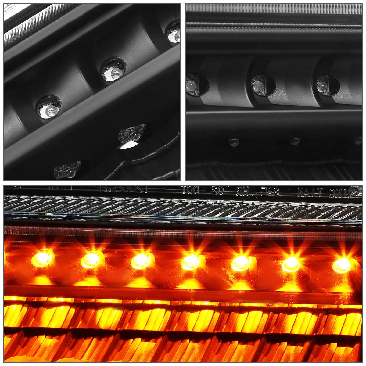99-04 Ford F-250/F-350/Excursion LED DRL Headlights Black/Amber