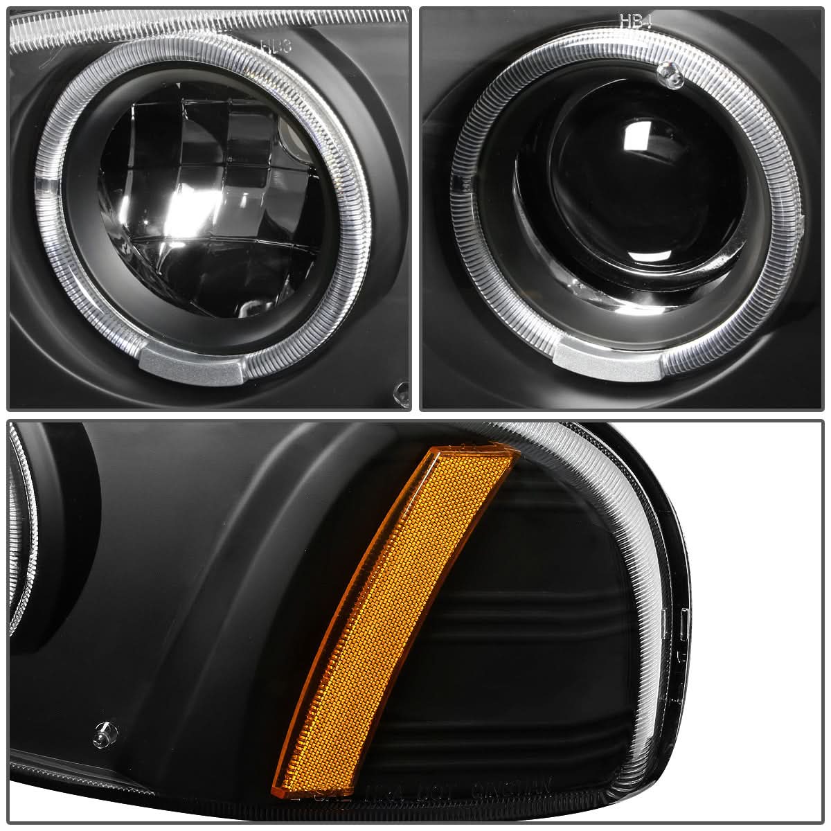 01-07 GMC Sierra/Yukon Denali LED Halo Projector Headlights Black