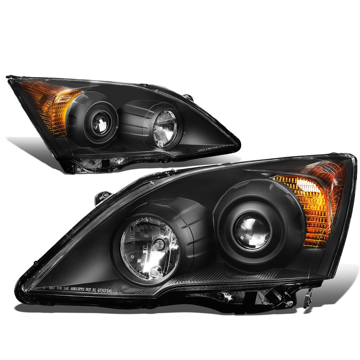 07-11 Honda CR-V Projector Headlights Black Housing Amber Corner