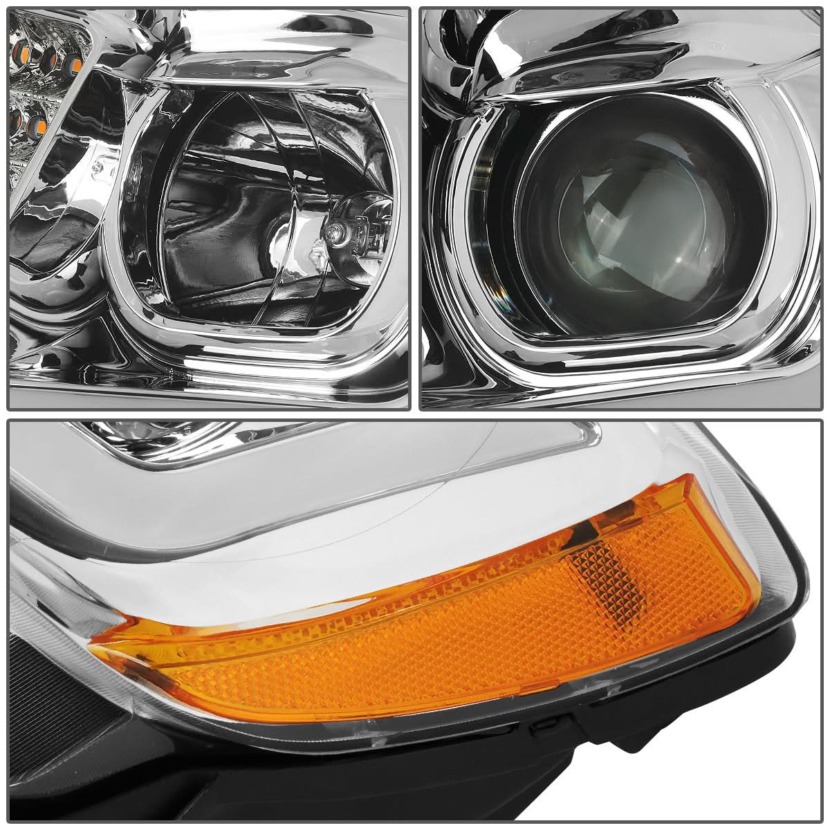 2011-2013 Jeep Grand Cherokee Projector Headlights Chrome Housing